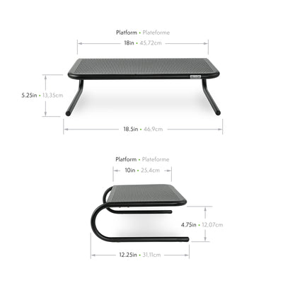 Metal Art Monitor Stand (Large) 18-Inch Wide Platform - Black